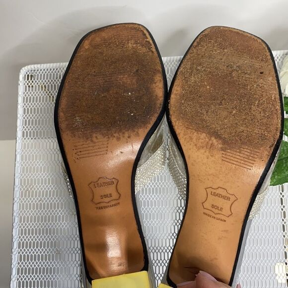 Stuart Weitzman SPELLBOUND Crystal Rhinestone Clear Sandals Lucite‎ Heel 7.5AA - Picture 11 of 15